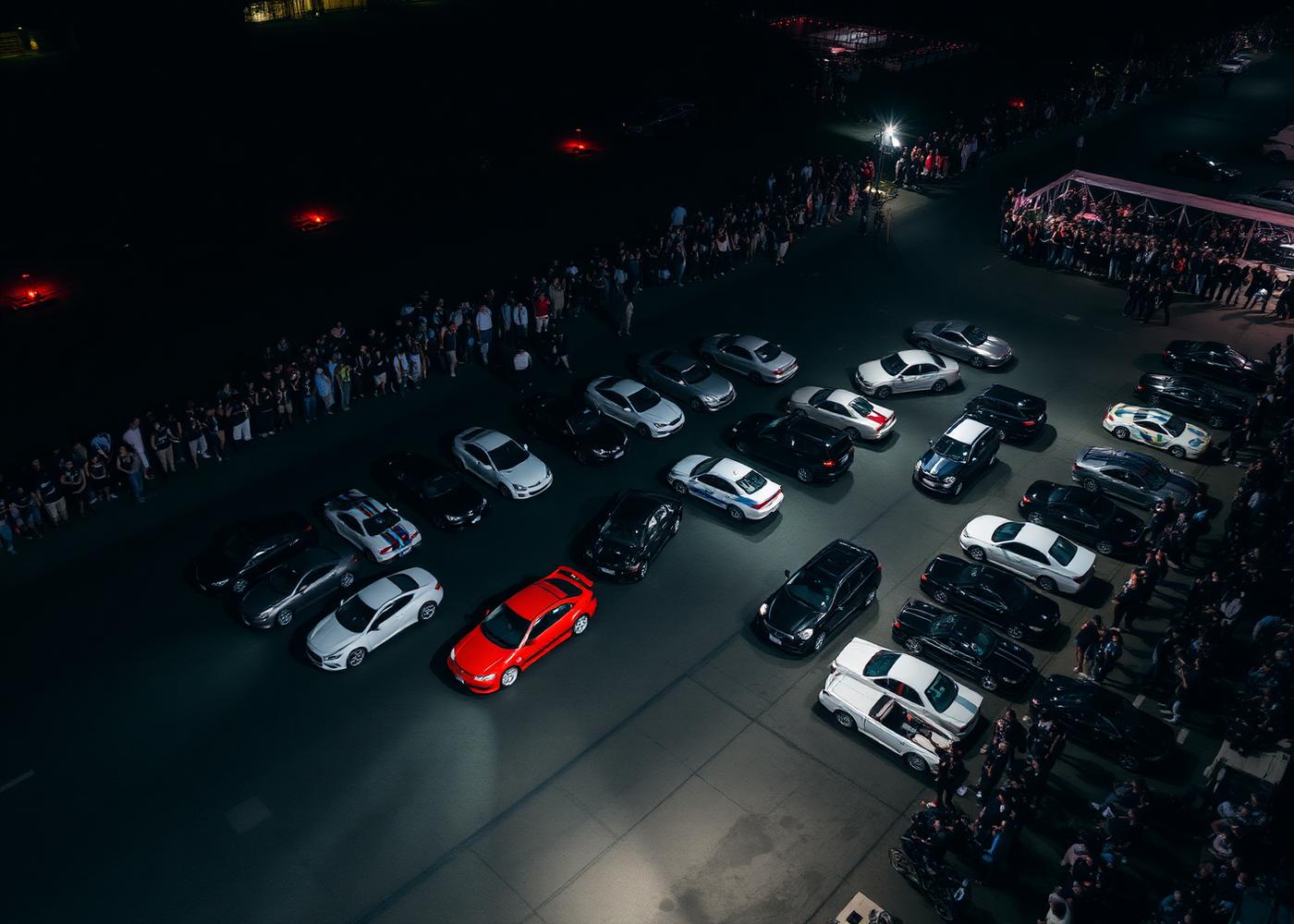 Cars gathered at an Elite community event