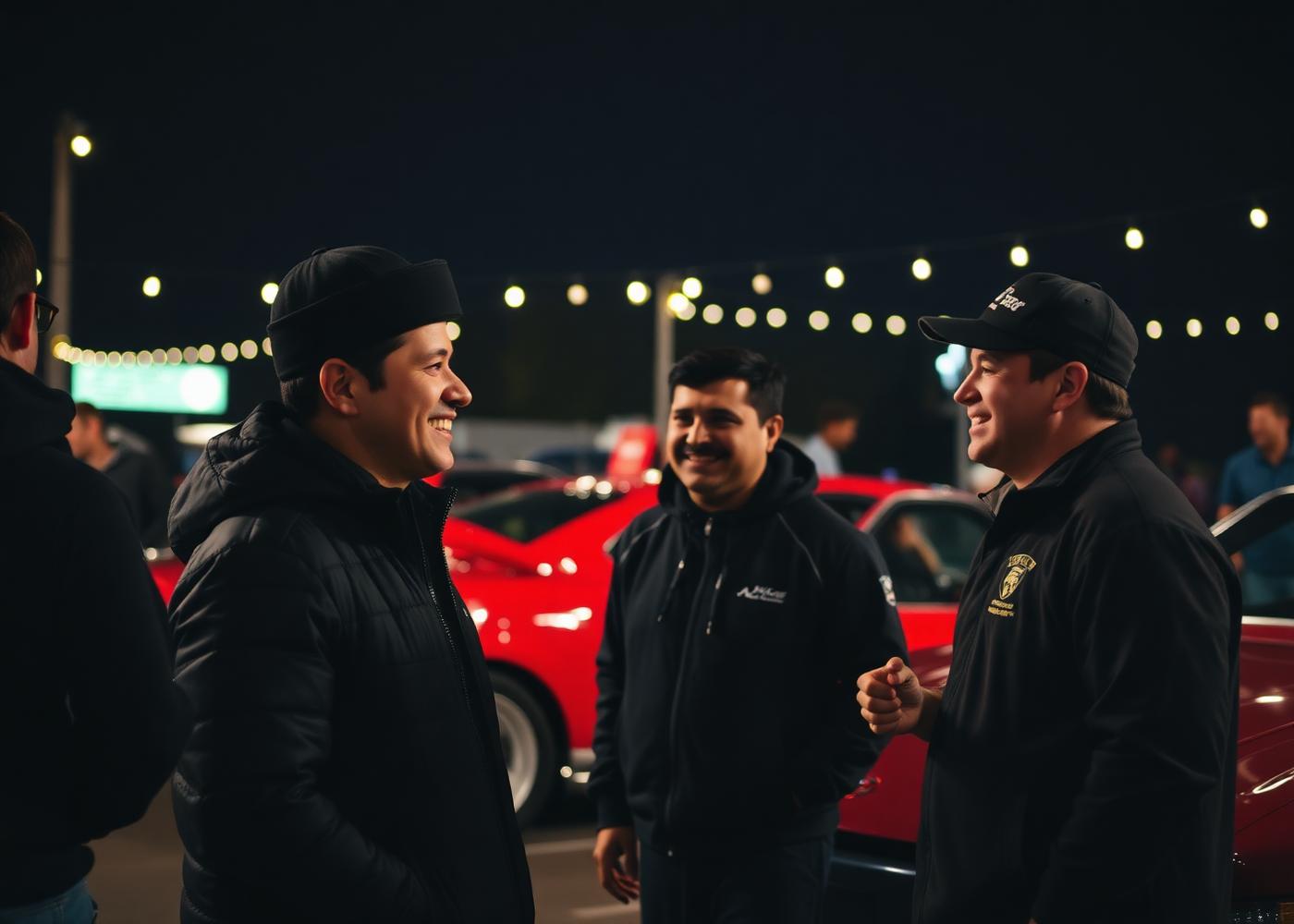 Nico Rozu talking with members of the car community at an event